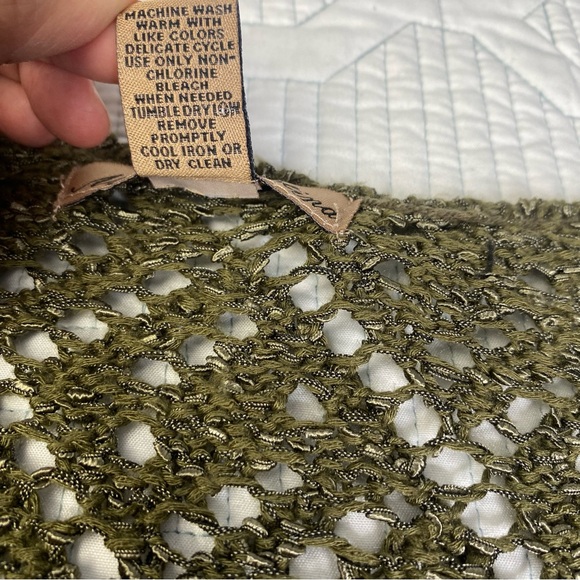 Marisa Christina Green Flare Sleeve Crochet Knit One Button Cardigan Sz XL Boho - Picture 8 of 9